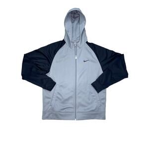 Vtg Silver Tag Nike Zip Hoodie Men’s Medium Jacket Black Gray Y2K Sportswear